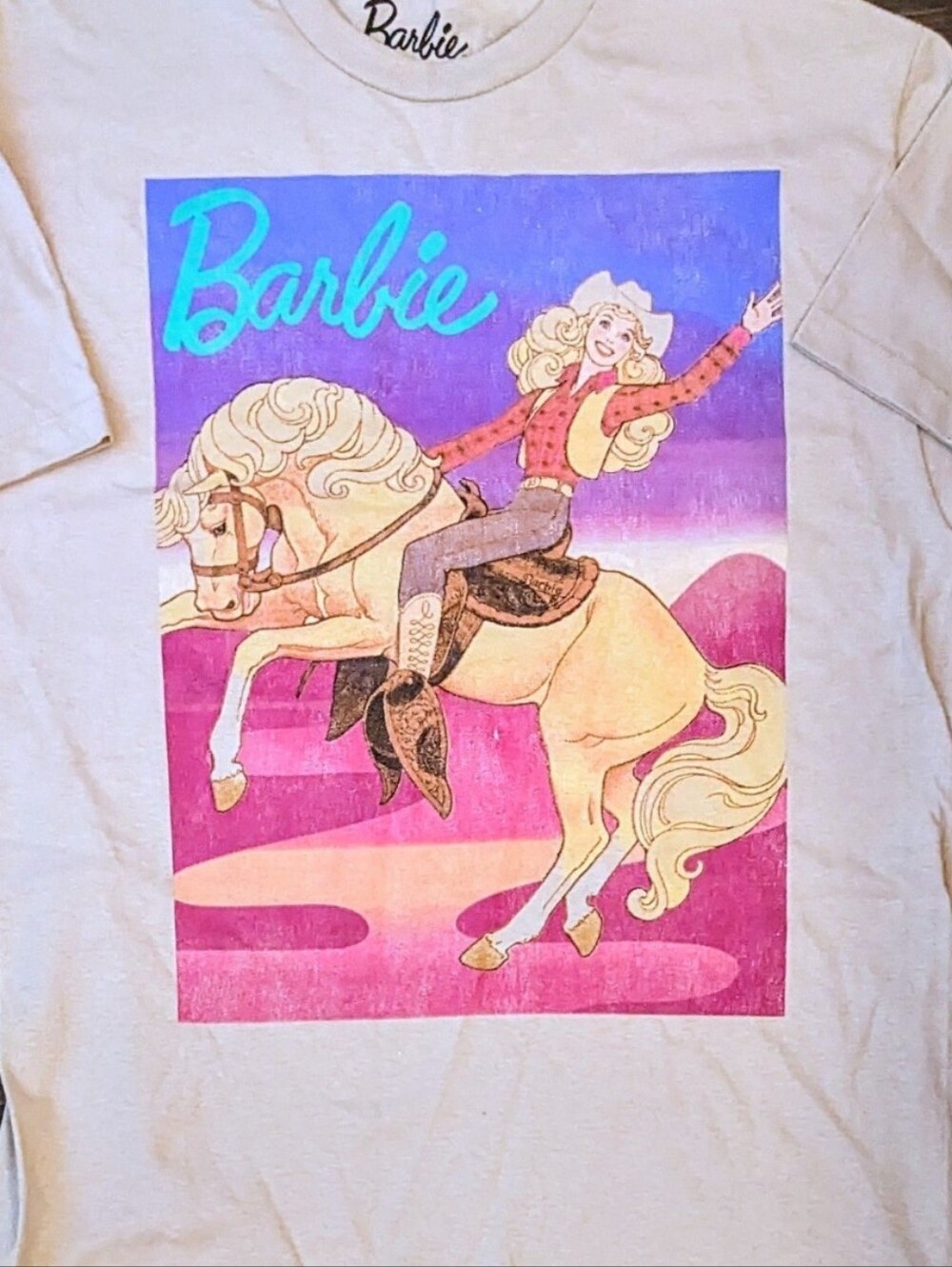 New Large Barbie Cowgirl Horse Western Tee Shirt
